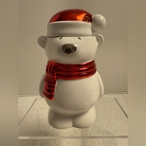 🎄 RARE Slatkin & Co Polar Bear signed & dated Candle Holder 2009
